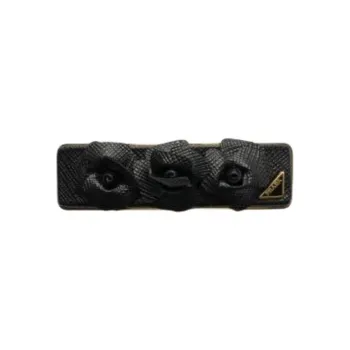 PRADA Leather Hair Clips Women's Black