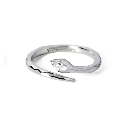 RHODON 925 Silver With Rhinestones Snake Shaped Open Ended Ring Unisex