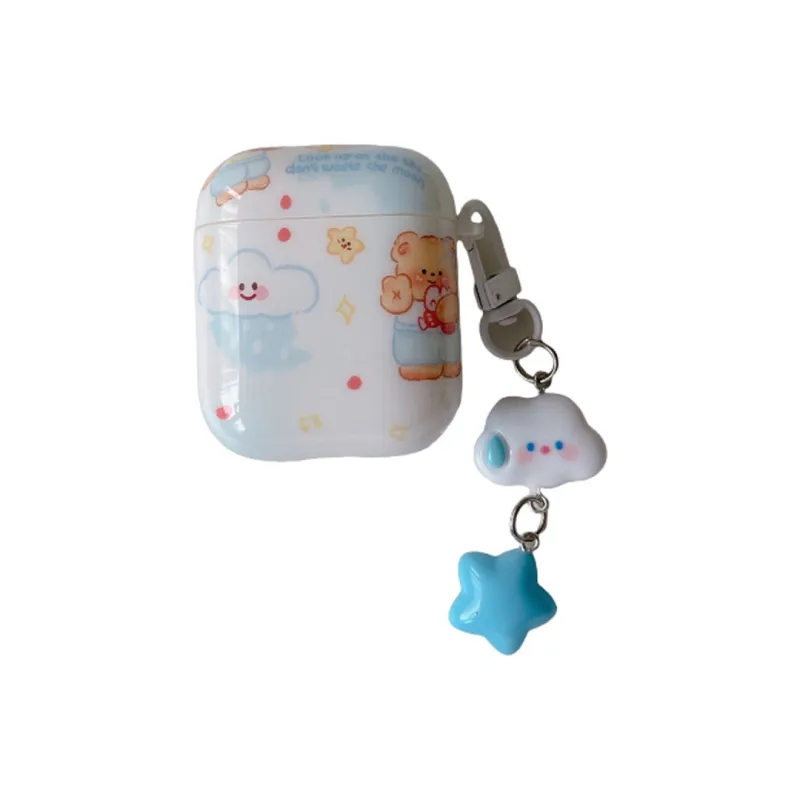 Baohuguang Compatible With AirPods 1/pro/2/3 TPU Ins Cute Cartoon Cloud Bear Impact Resistant Headphone Cases-2