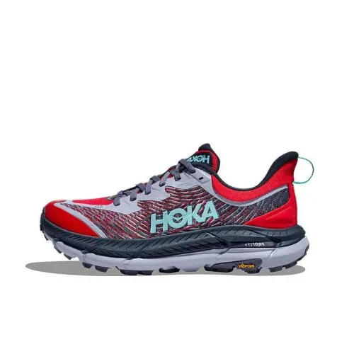 hoka Chaussures ONE ONE Mafate Speed 4 Cushioning Anti-Slip Wear-Resistant Breathability Low-Top Running Shoes Men's Red Blue