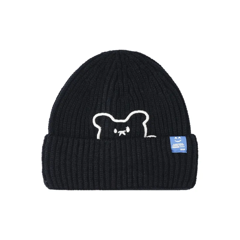 CHRONIC Acrylic Large Head Circumference Small Face Bear Beanie Unisex-1