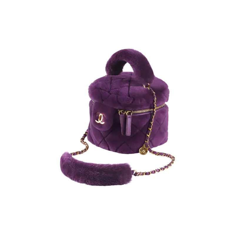 CHANEL 22A Early Autumn Plush Lambskin Box Bag, Makeup Bag, Crossbody Bag, Handbag Women's Purple-1