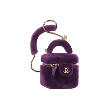 CHANEL 22A Early Autumn Plush Lambskin Box Bag Makeup Bag Crossbody Handbag Women's Purple