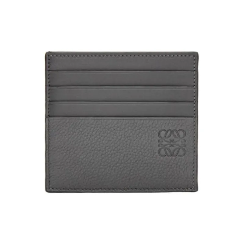 LOEWE Grain Calfskin Card Holder Men's Coal Gray-0
