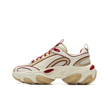 LiNing Anti Slip Wear Resistant Low Top Casual Shoes Women's Beige Red