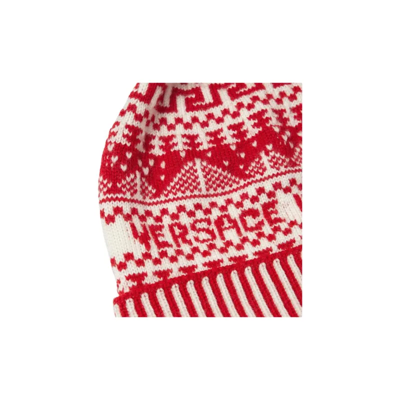 VERSACE Virgin Wool Beanies Kids' White-2