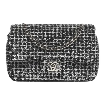 CHANEL Sequins Handbag, Shoulder Bag Regular Small Size Women's Black, White, & Silver
