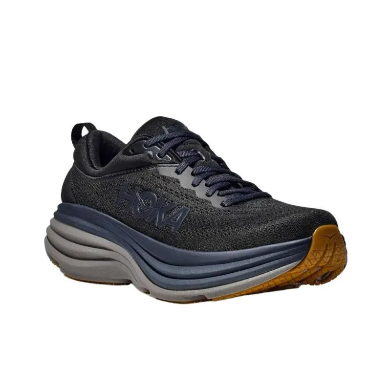 HOKA ONE ONE Bondi 8 Anti Slip Wear Resistant Low Top Casual Running Shoes Men's Black-4