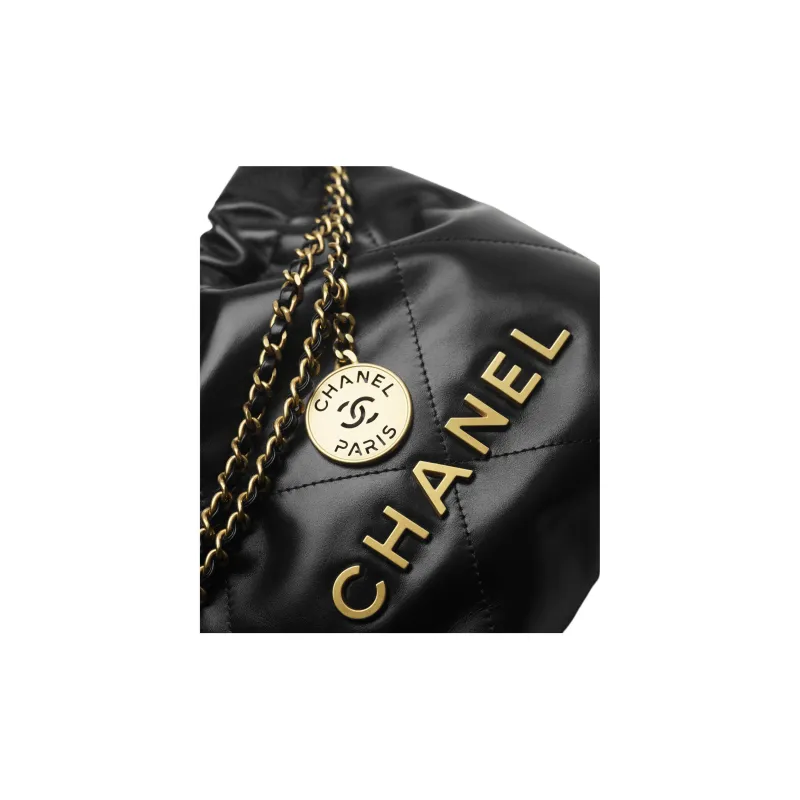 CHANEL 22 Shiny Calfskin Mini Handbag Women's Black-4