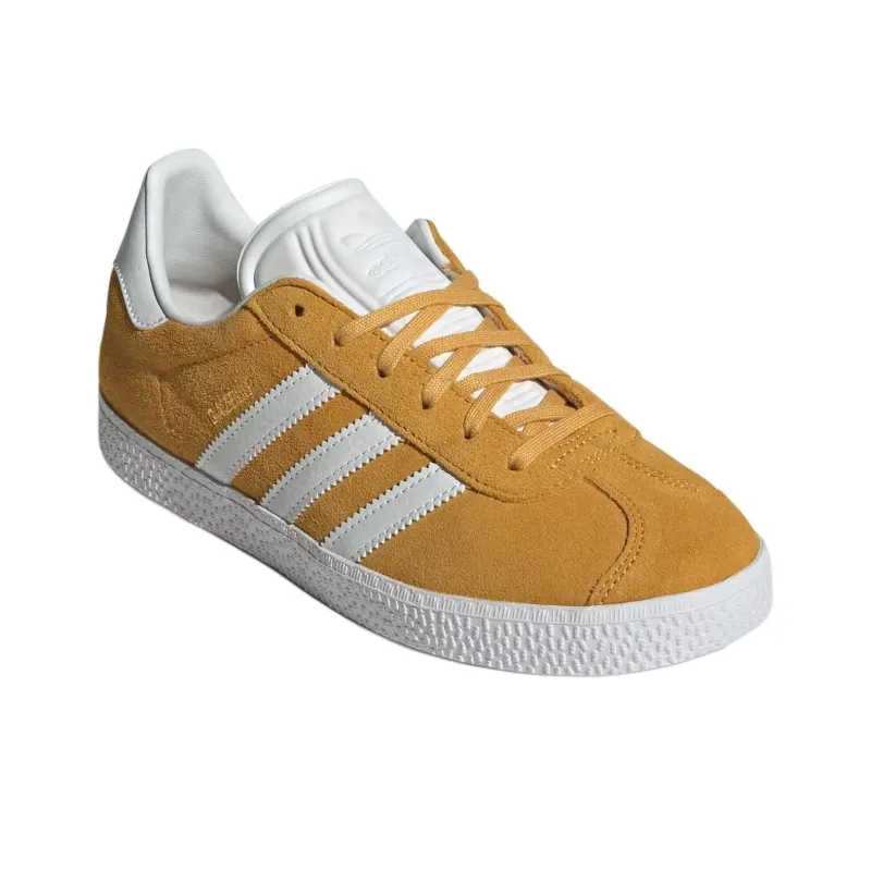 Adidas Originals GAZELLE Anti Slip Wear Resistant Low Top Kids' Skateboarding Shoes Yellow White Teenagers-2