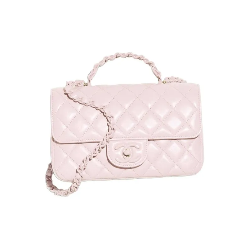 CHANEL Lambskin Shoulder Bag, Crossbody Bag, Handbag Mini Women's Light Pink-0
