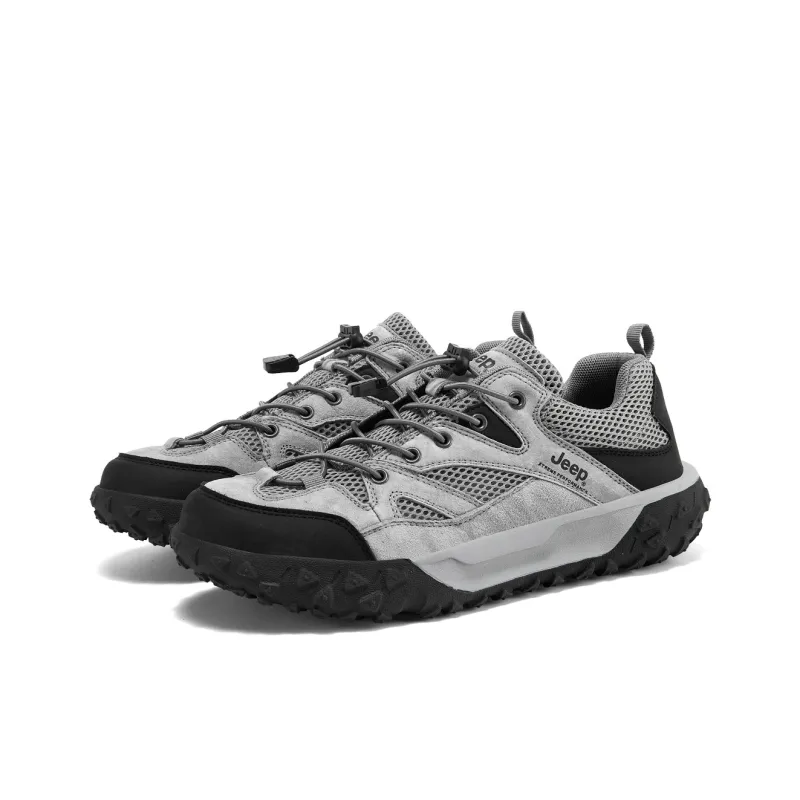 Jeep Cushioning, Slip Resistant, Abrasion Resistant, Breathable, Coverage, Support Low Top Hiking Shoes Men's Gray-2