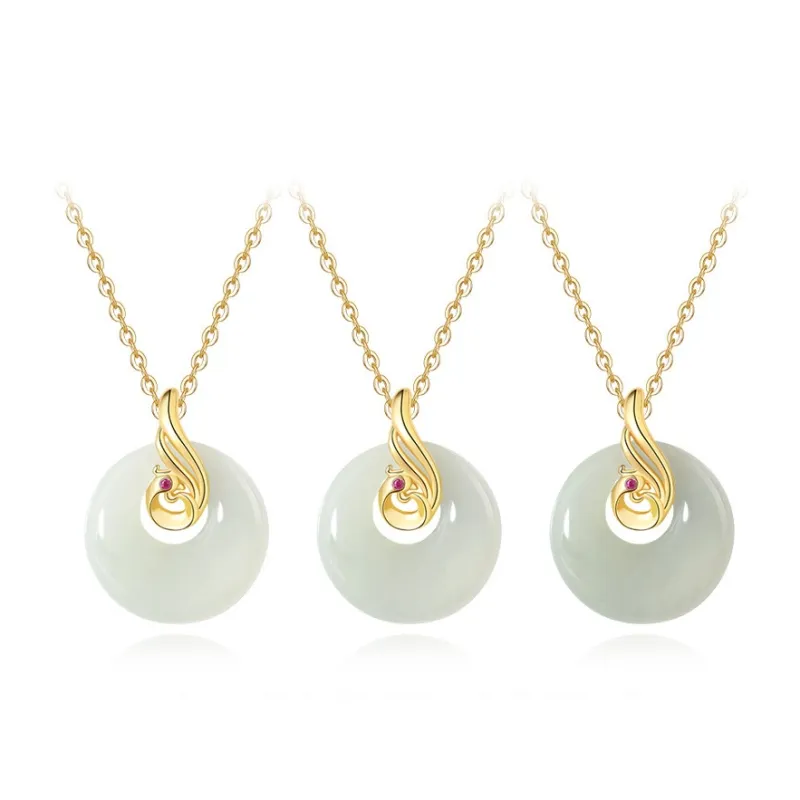 WEITIANXUAN Natural Hetian Jade Pale Greenish White Jade Women's-6