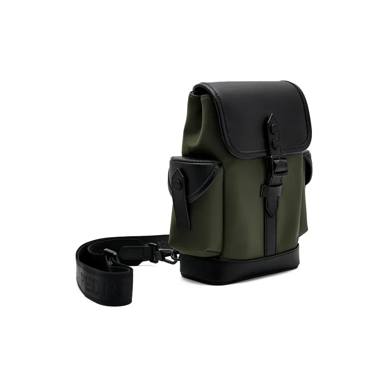 PEDRO Polyurethane Synthetic Leather Crossbody Bag, Shoulder Bag Trumpets Men's Black/Army Green-7