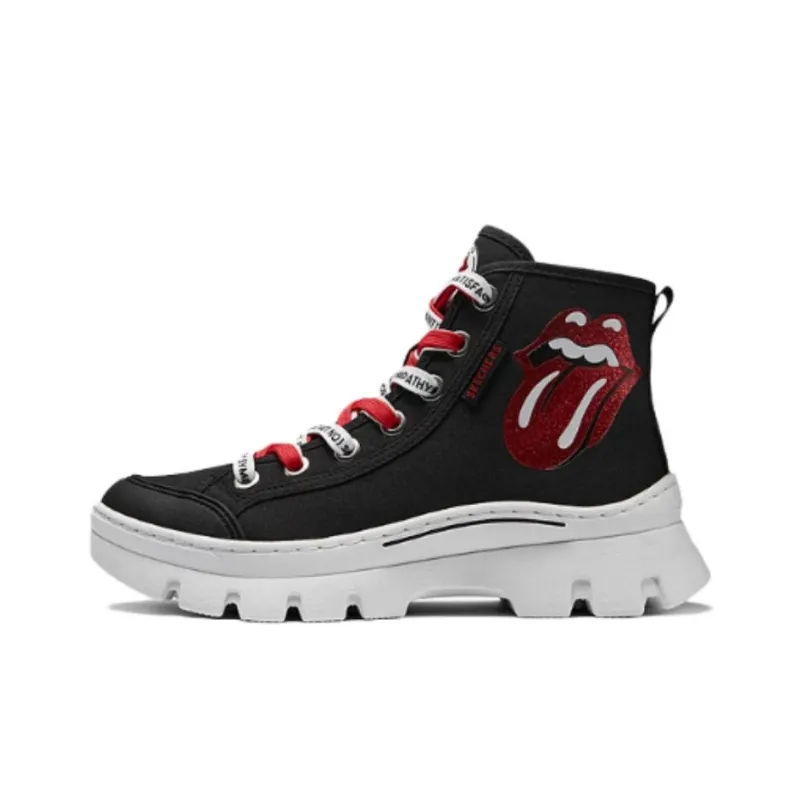 Skechers Anti Slip Wear Resistant High Top Canvas Shoes Women's Black-0