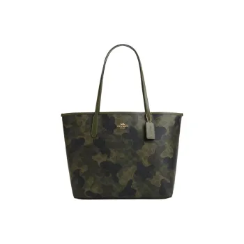 COACH City Coated Canvas Tote Bag, Shopping Bag, Handbag Tubas Women's Army Green