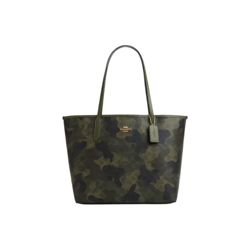 COACH City Coated Canvas Tote Bag, Shopping Bag, Handbag Large Size Women's Army Green