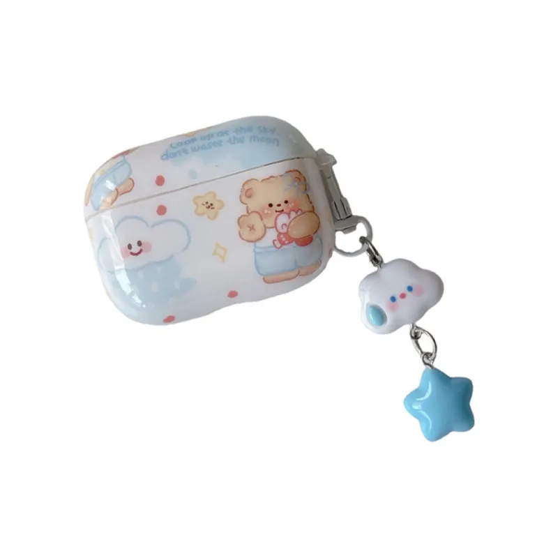 Baohuguang Compatible With AirPods 1/pro/2/3 TPU Ins Cute Cartoon Cloud Bear Impact Resistant Headphone Cases-1