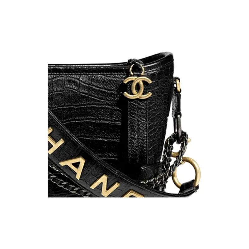 CHANEL Cow Leather Hobo Bag Trumpets Women's Black-2