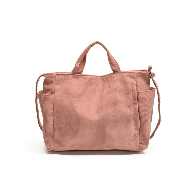 GOX Corduroy Tote Bag, Shopping Bag, Handbag, Shoulder Bag Women's White/Black/Jasper/Pink/Green-20
