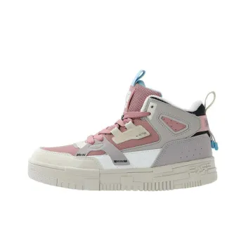 Erke Sports Collection Warm Anti Slip And Wear Resistant High Top Skateboard Shoes Women's Pink Gray White