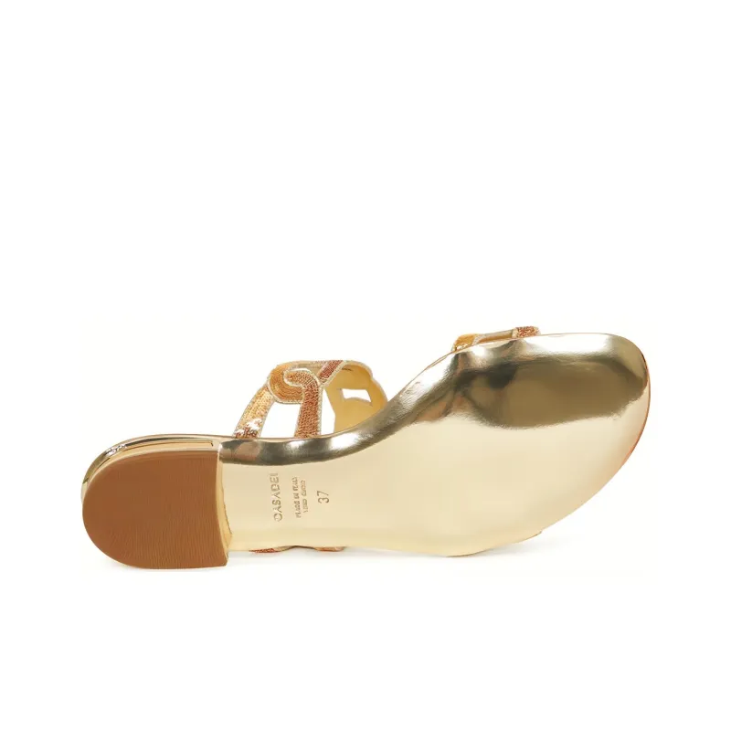 Casadei Slide Slippers Women's Gold-4