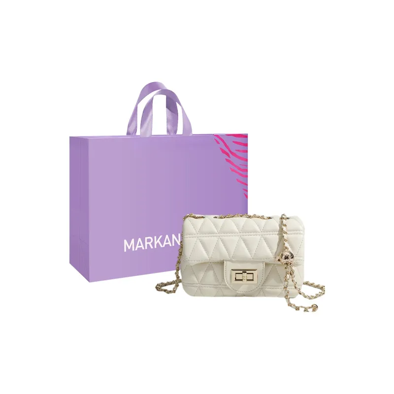 MARKANGARO PU Small Square Bag Shoulder Bag Crossbody Bag Regular Women's Black/Ecru/Pink-0
