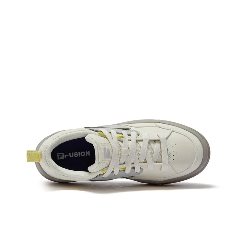 FILA FUSION Lightweight Wear Resistant And Slip Resistant Low Top Skateboard Shoes Women's White-5