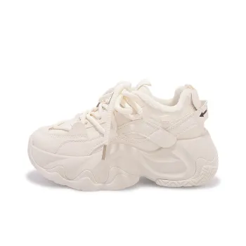 Shen Linsen Cushioning, Slip Resistant, And Abrasion Resistant Low Top Chunky Sneakers Women's Beige