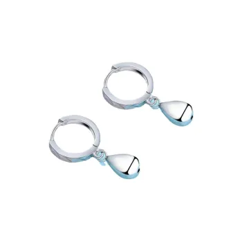 Stone Edge Poly Foot Silver 990 Sterling Silver Hoop Earrings Unisex