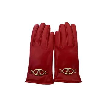 Valentino Cotton Fabric Gloves Women's Red
