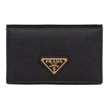 PRADA Saffiano Leather Card Holder Women's Black