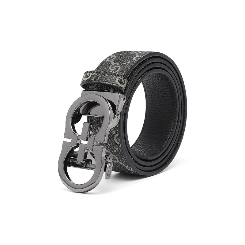 FORTEI Pvc Leather Belts Men's Black 3.5CM Gift Box Set-1
