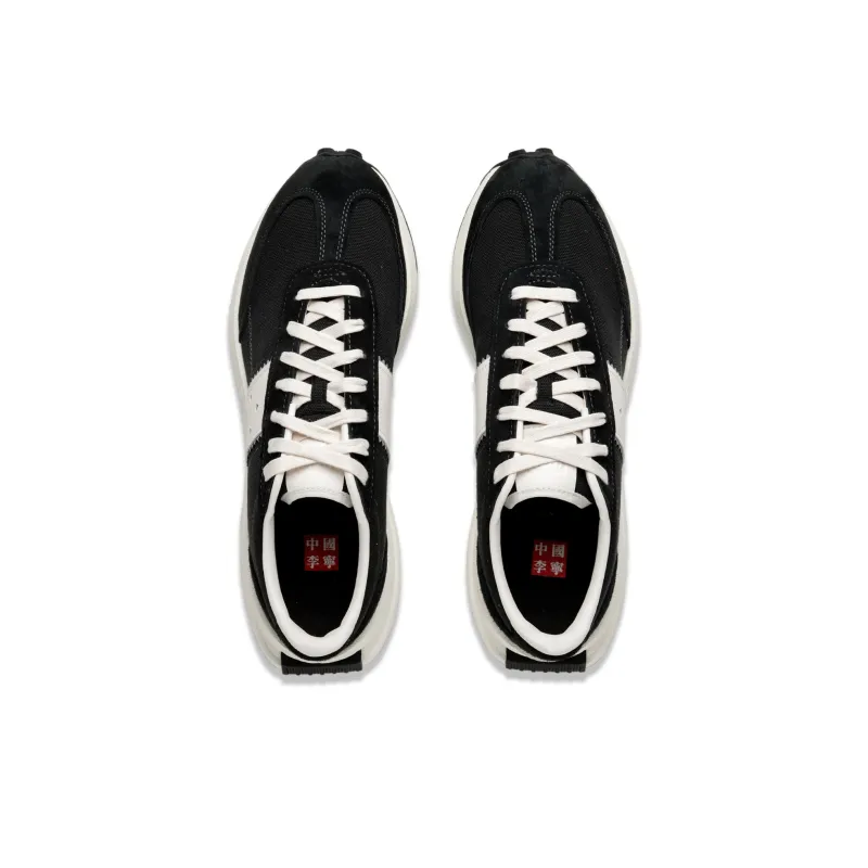 LiNing Wear Resistant Slip Resistant Mid Top Casual Shoes Unisex Black Beige-3