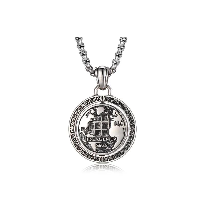 IDEAGEMER S925 Silver Necklaces Men's Silver-2