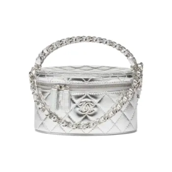 CHANEL Lambskin Shoulder Bag, Crossbody Bag, Handbag Women's Silver
