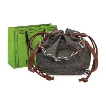 RUIPAI Fabric Shoulder Bag Women's Champagne/Black/Silver