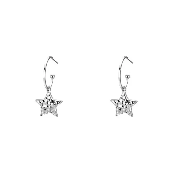 KING OF BLING Alloy Zircon Stud Earrings Unisex Good Luck-0