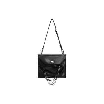 INJOYLIFE Lock Envelope Square Bag Crossbody Bag Medium Size Unisex Black