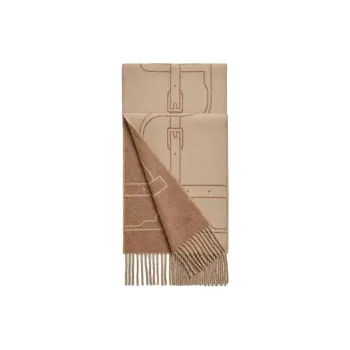HERMES Cashmere Knit Scarves Men's Brown