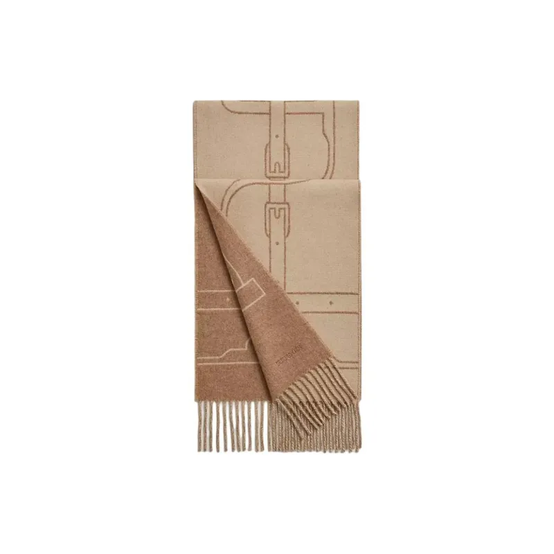 HERMES Cashmere Knit Scarves Men's Brown-0