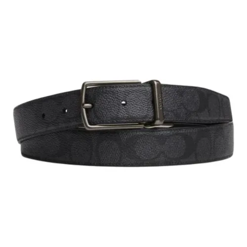 COACH Cow Leather Leather Belts Men's Black Width  3.8cm