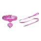 [Barbie Pink]Heart-Shaped Rhinestone-Embellished Charm+Barbie Pink Collar+Leash
