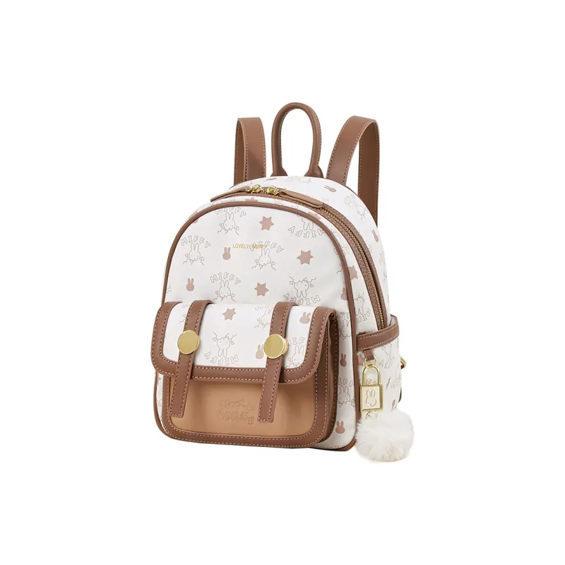 Miffy Synthetic Leather Backpack Regular Women's Khaki/pink-24