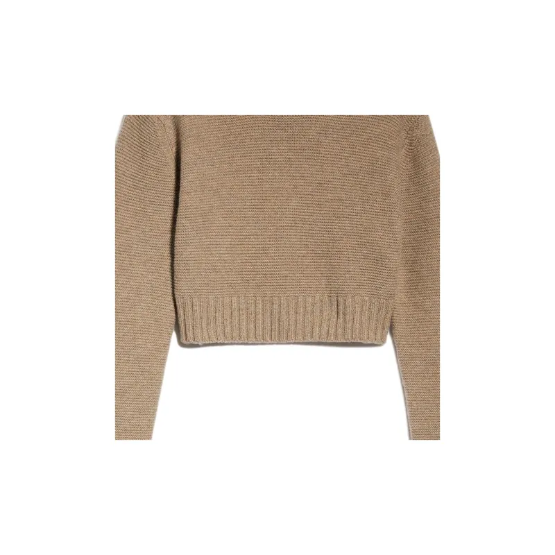MaxMara Kaya Collection Cropped Cashmere Jumper Sweater Women's Sand-5