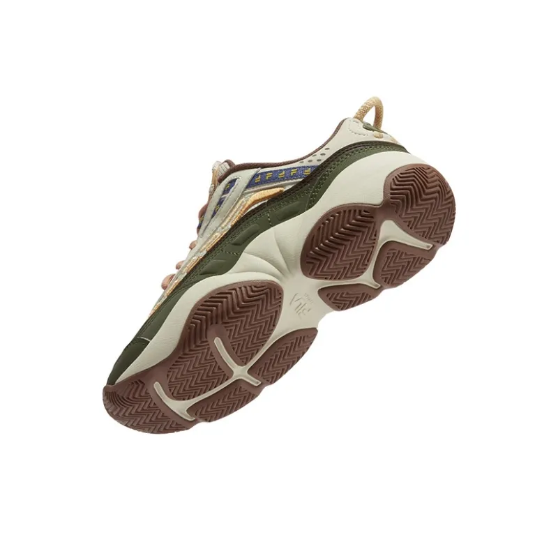 FILA FUSION FIRE Support Wear Resistant Slip Resistant Low Top Vintage Basketball Shoes Women's Green-3