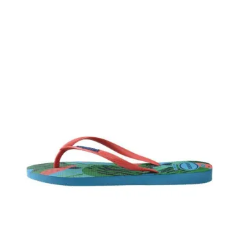 Havaianas Slim Summer Rubber Sole Abrasion Resistant Quick Dry Flip Flops Women's Blue Green Orange