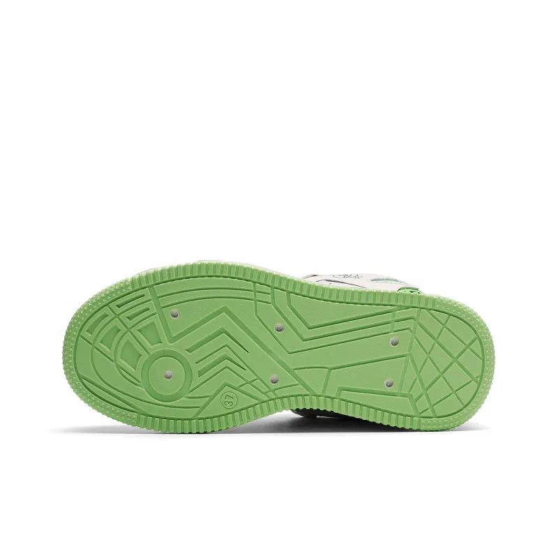 Pepe The Frog Skateboard Shoes Unisex Low Top Ecru/Classic Black White/White Green-20