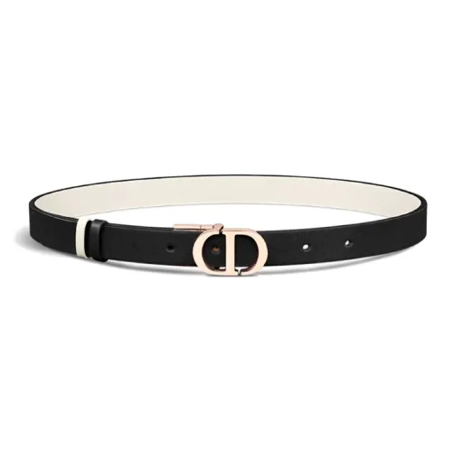 DIOR Calfskin Brass Leather Belts Women's Black/White Width: 2CM