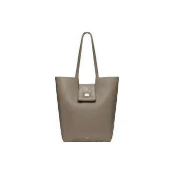 ZESH Cow Leather Handbag Shoulder Bag Large Size Women's Elephant Gray/Black